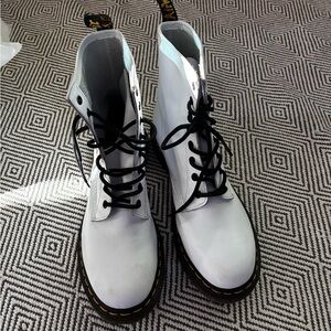 Dr. Martens White Leather Ankle Boots Men 9/Women 11